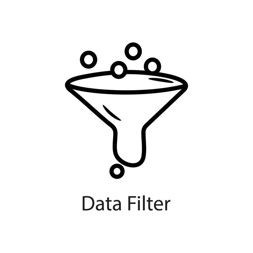 ilustración de diseño de icono de contorno de filtro de datos. símbolo de datos en el archivo eps 10 de fondo blanco vector