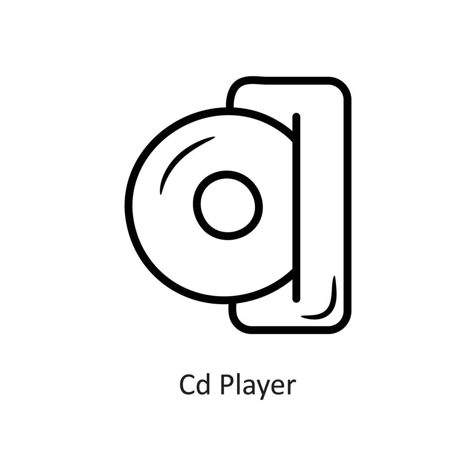ilustración de diseño de icono de contorno de vector de reproductor de cd. símbolo de juego en el archivo eps 10 de fondo blanco