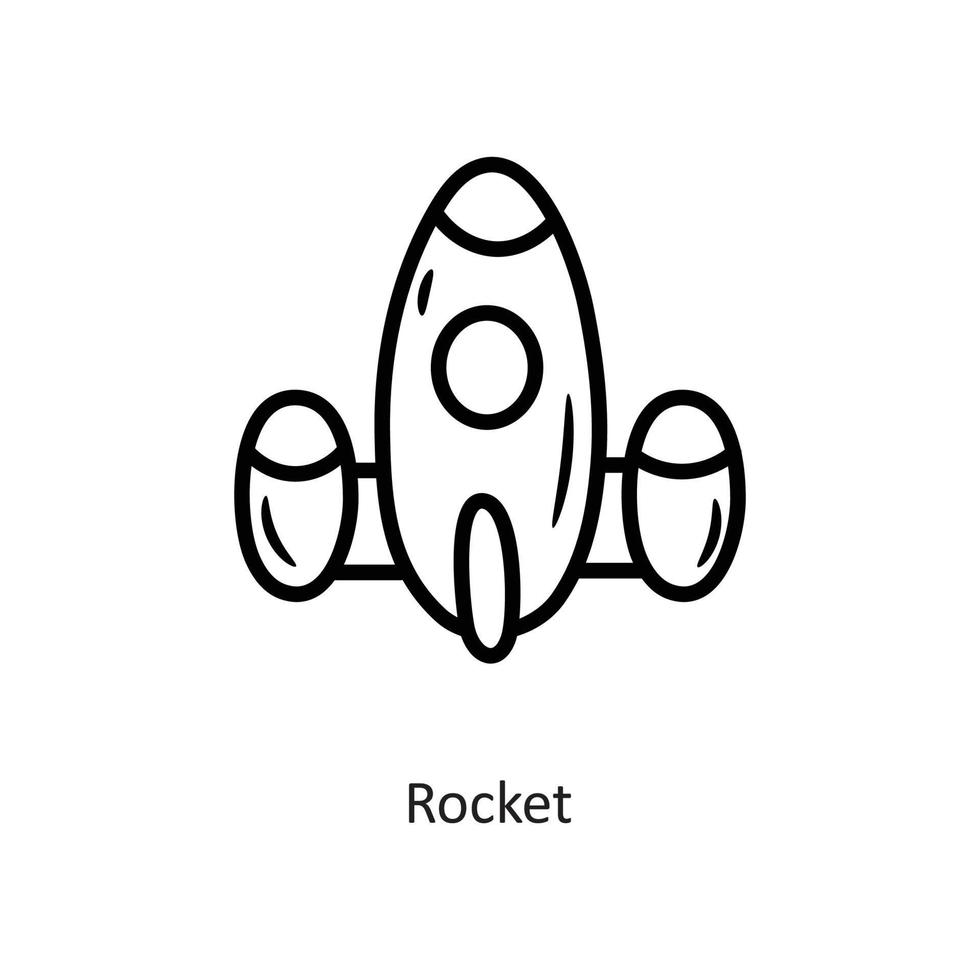 ilustración de diseño de icono de contorno de vector de cohete. símbolo de juego en el archivo eps 10 de fondo blanco