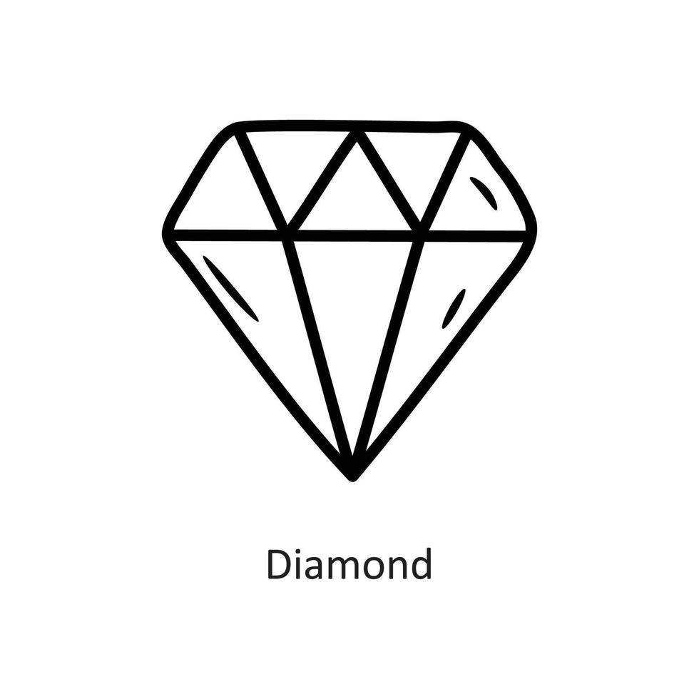 ilustración de diseño de icono de contorno de vector de diamante. símbolo de juego en el archivo eps 10 de fondo blanco
