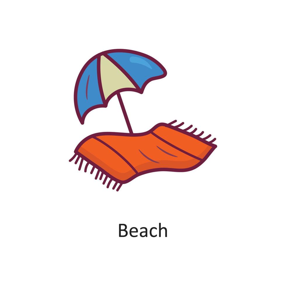 ilustración de diseño de icono de contorno lleno de vector de playa. símbolo de vacaciones en el archivo eps 10 de fondo blanco