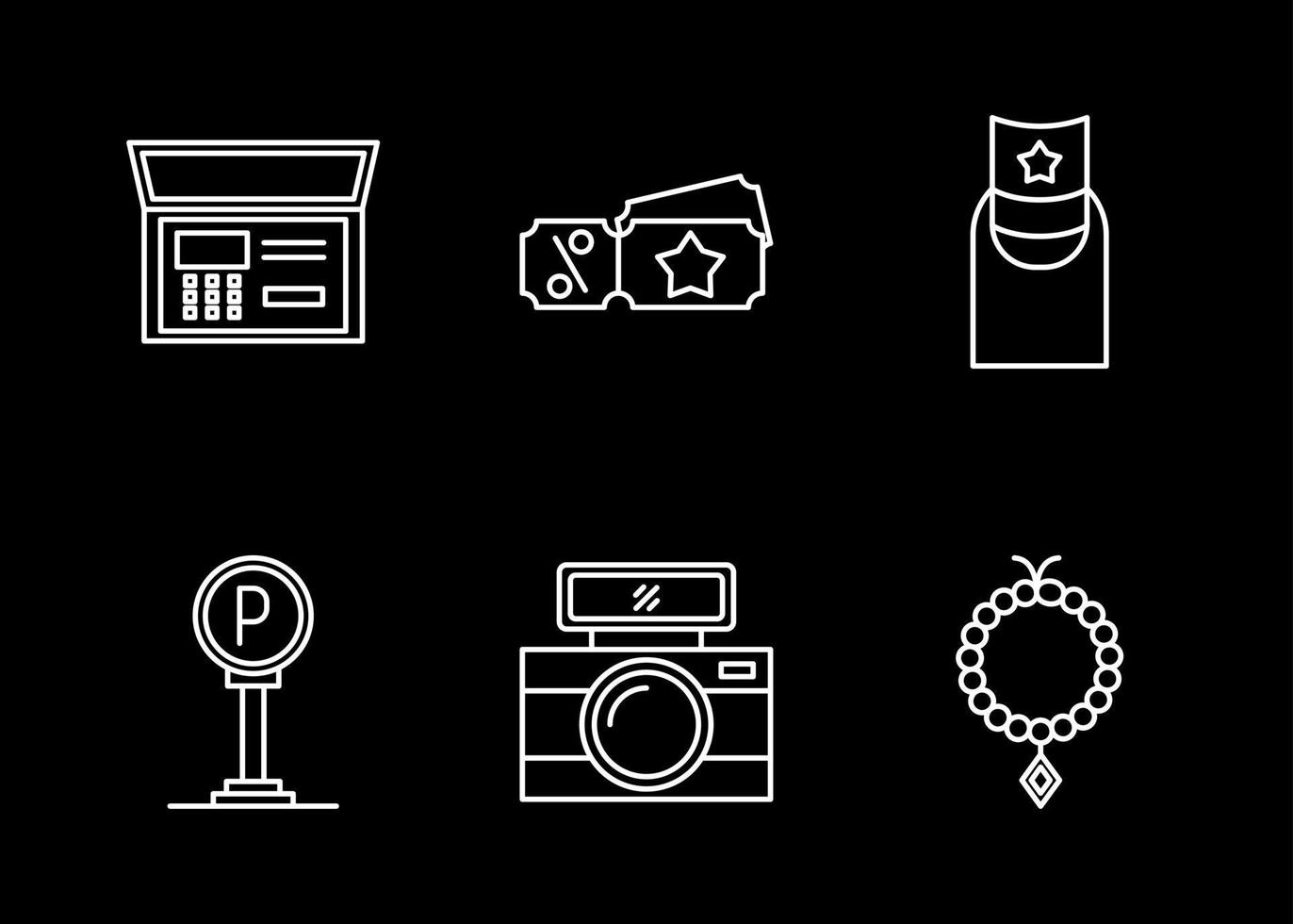 Unique Line Inverted Vector Icon Set