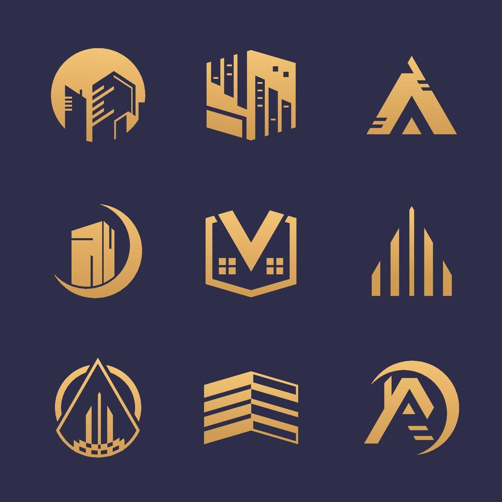 conjunto de logotipo de empresa de construcción vector