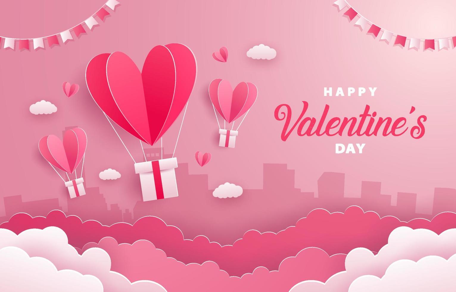 fondo del día de san valentín en estilo de corte de papel vector