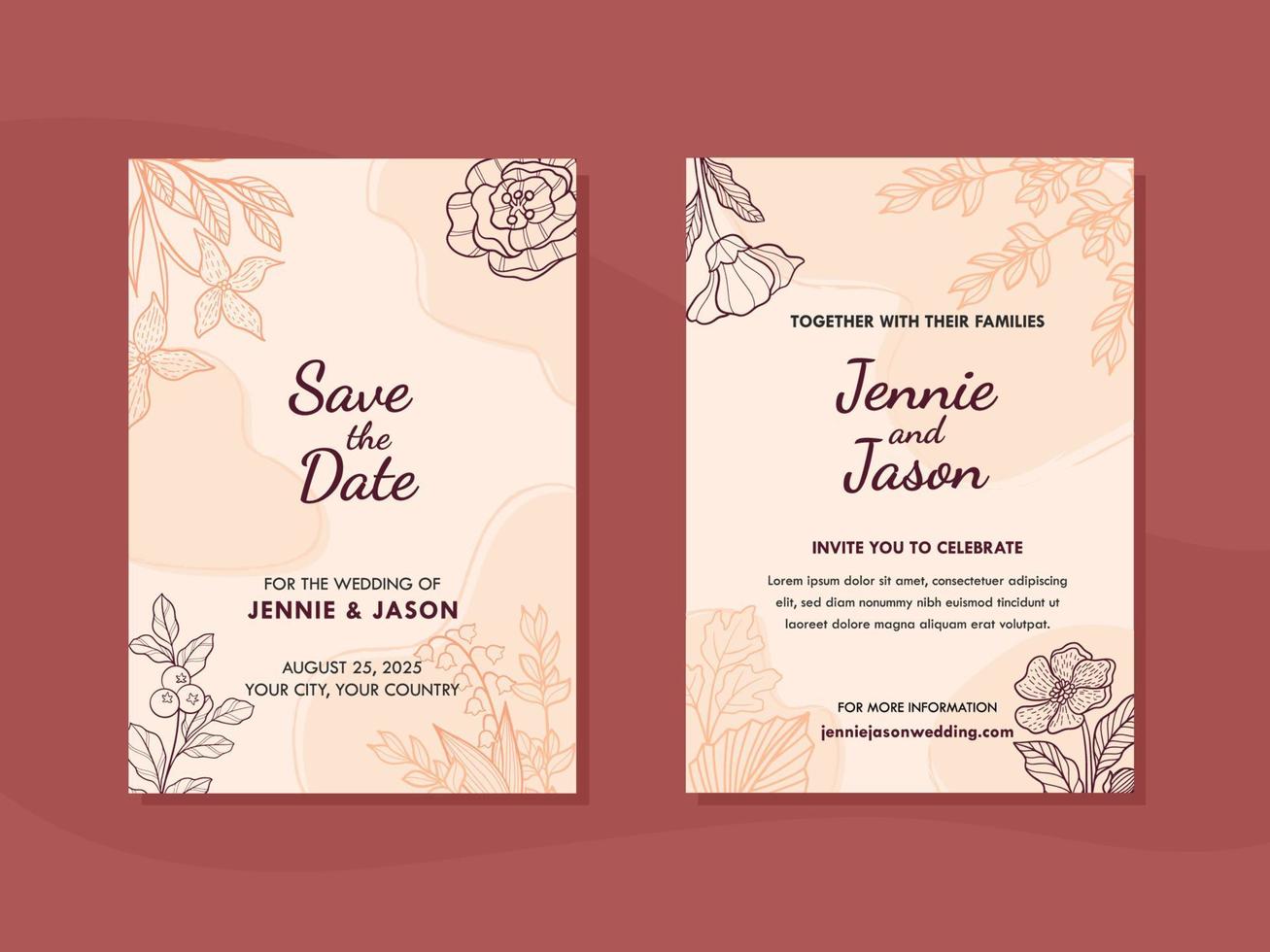 Casual Wedding Invitation Template vector