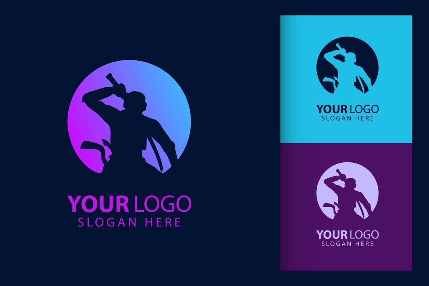 Samurai man logo in cyberpunk. Colorful symbol template design with soft background. Abstract vector branding.