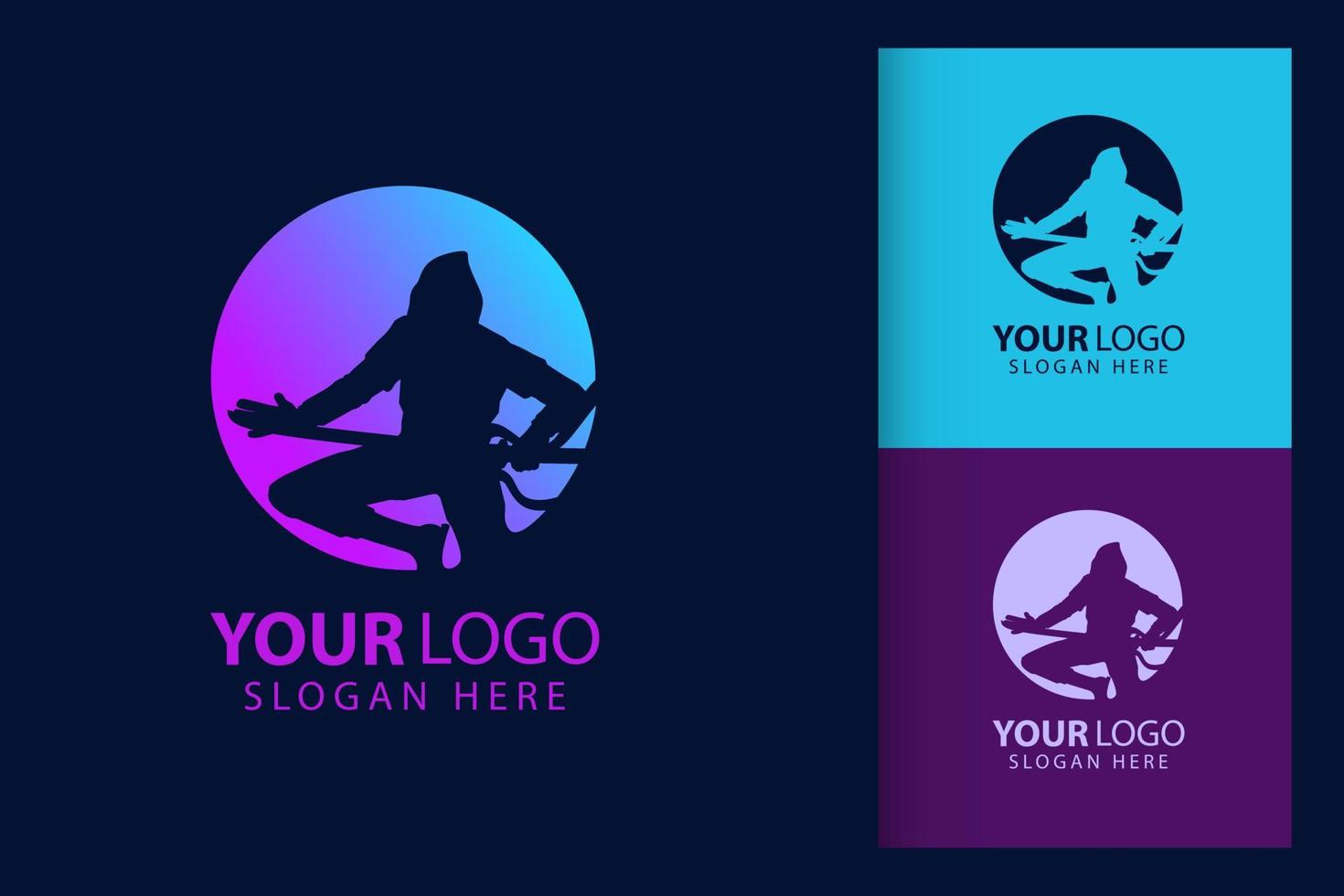 Samurai man logo in cyberpunk. Colorful symbol template design with soft background. Abstract vector branding.