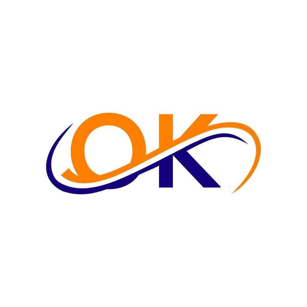 diseño de logotipo de carta ok para plantilla vectorial de empresa financiera, de desarrollo, de inversión, inmobiliaria y de gestión vector
