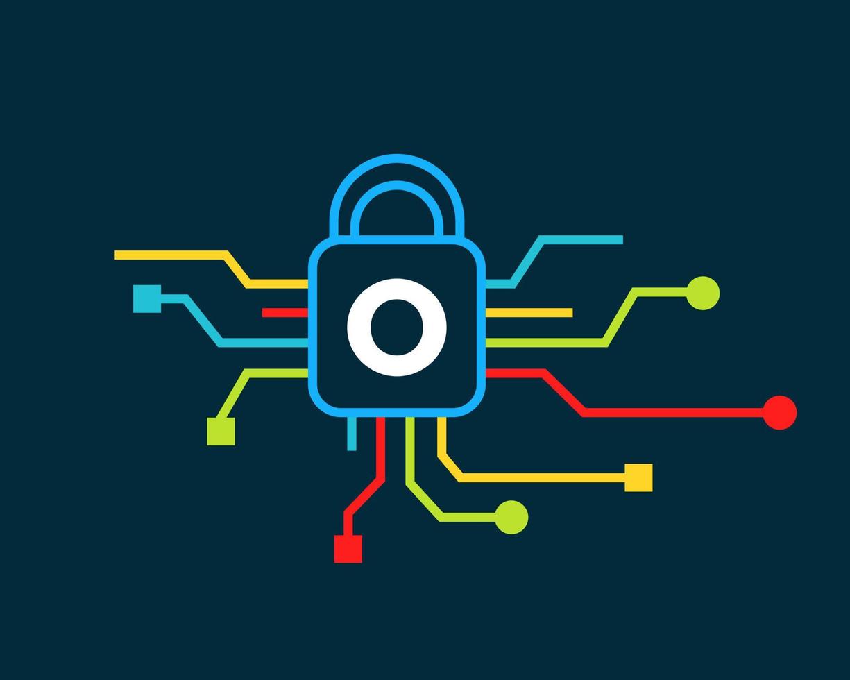 Letter O Cyber Security Logo. Cyber Protection, Technology, Biotechnology and High Tech vector