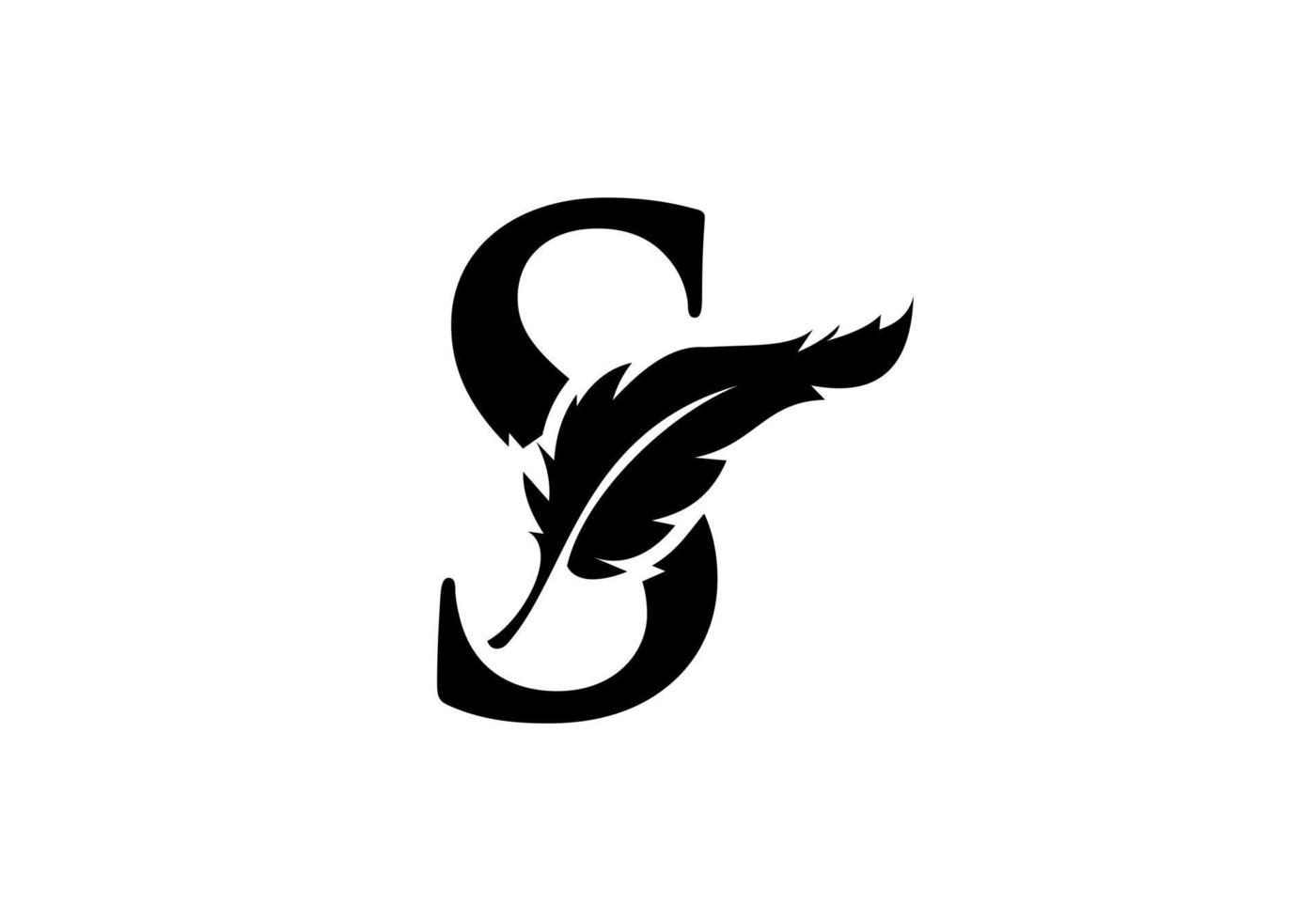 Letter S Feather Logo Design vector