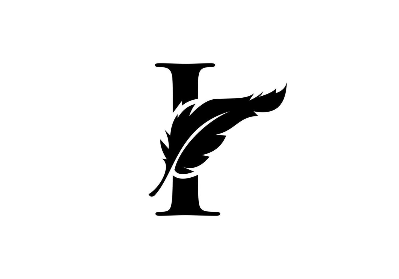 diseño de logotipo de letra i pluma vector
