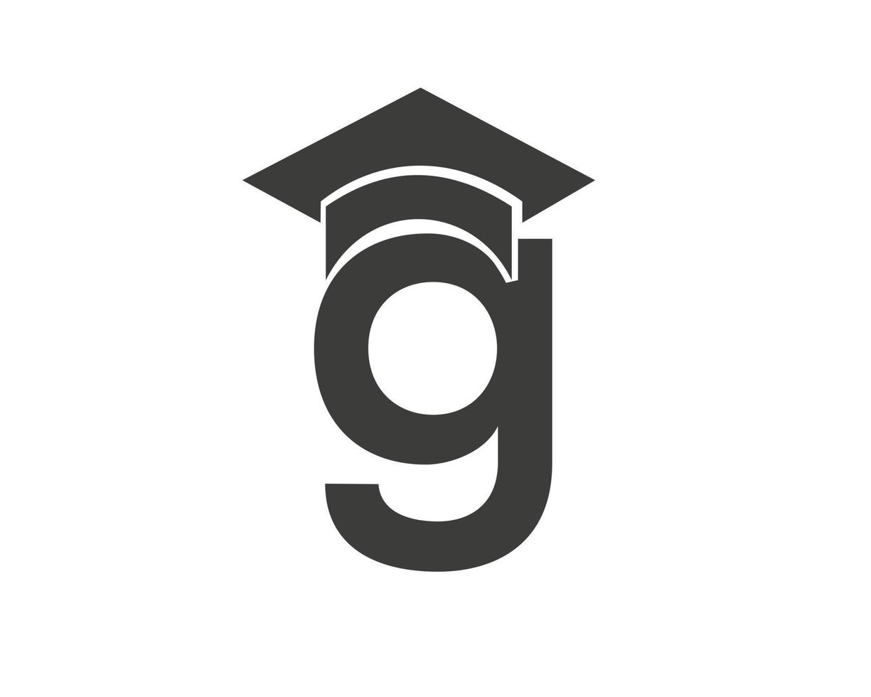 logotipo de educación con concepto de sombrero de letra g vector