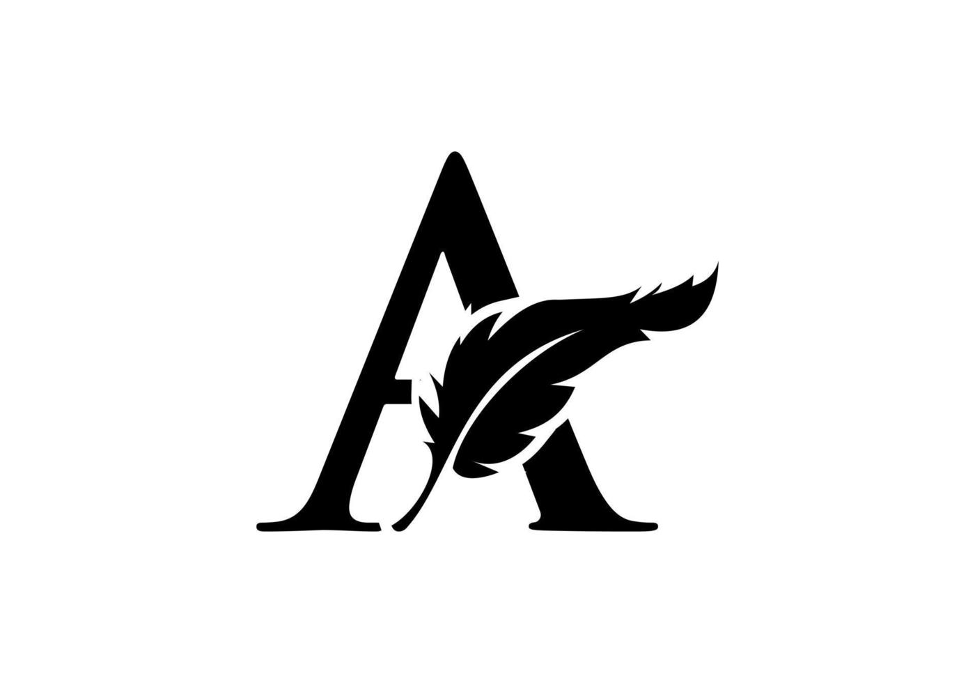 Letter A Feather Logo Design vector