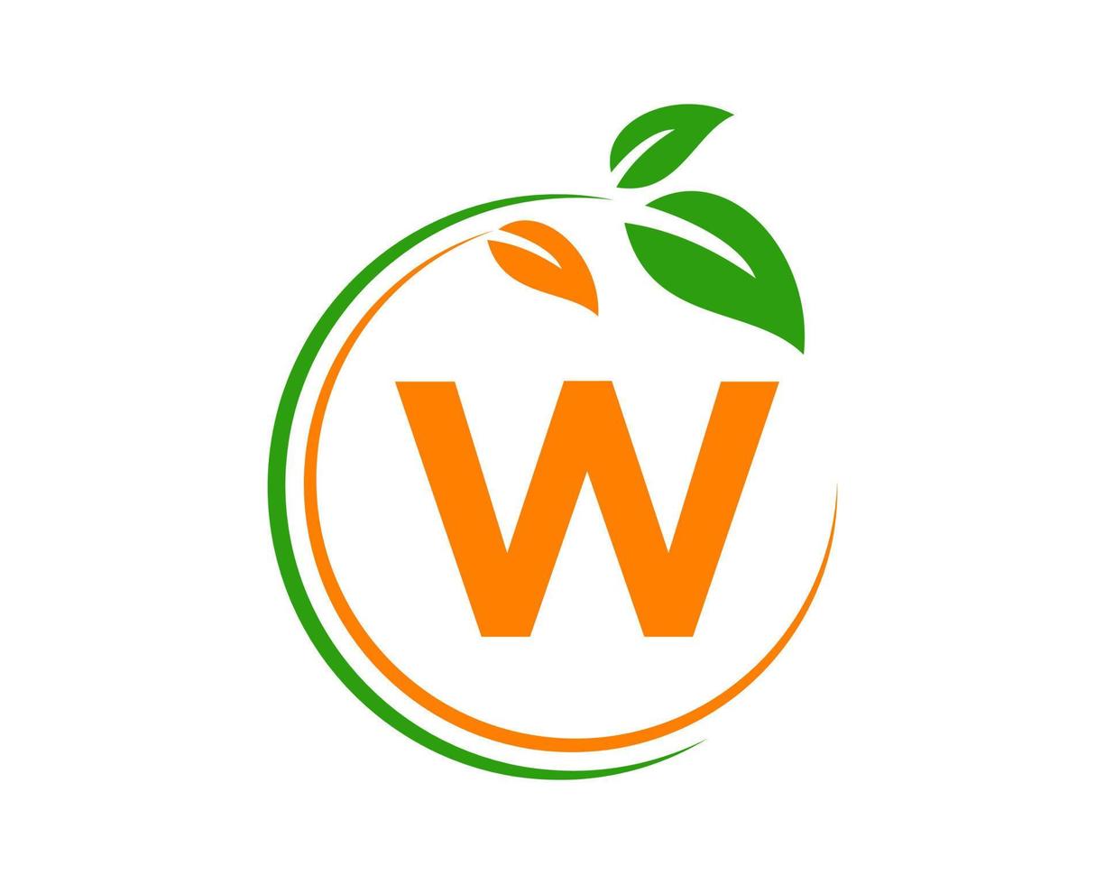 Letter W Eco Logo Concept with Leaf Symbol vector