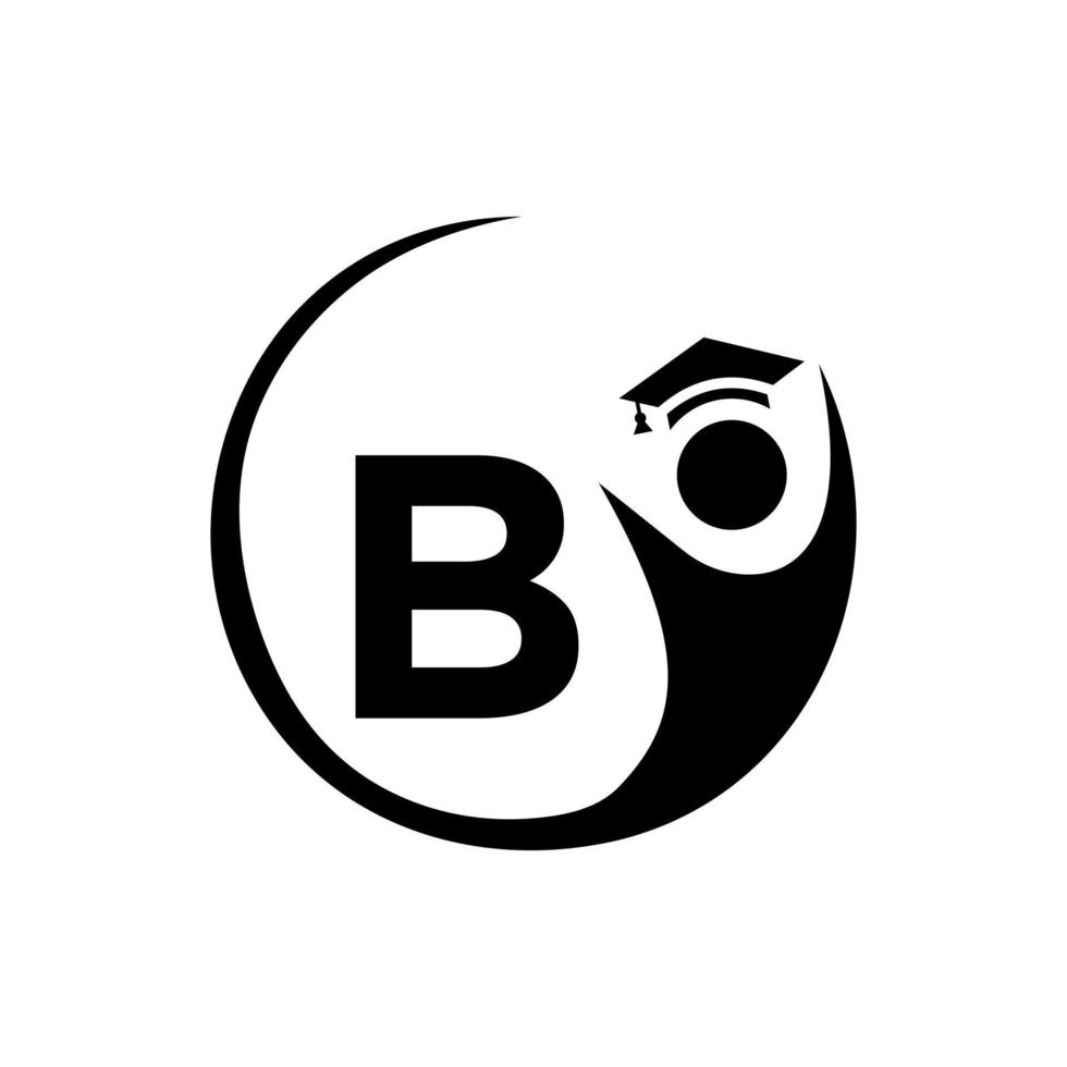 plantilla de logotipo de educación letra b. logotipo de educación concepto de sombrero de educación inicial vector