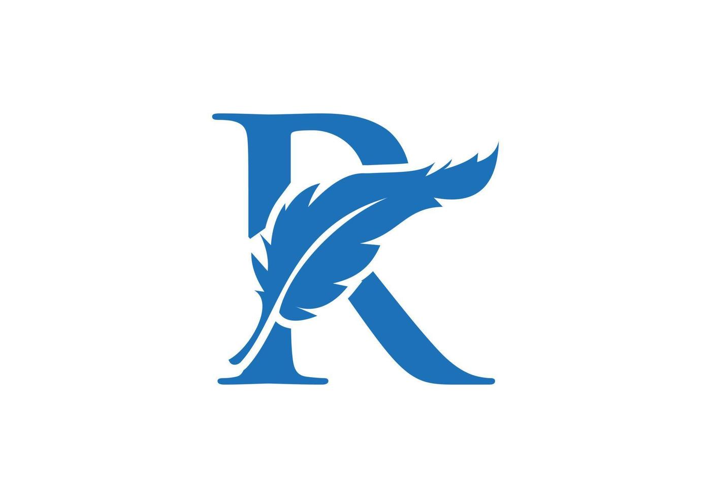 diseño de logotipo de pluma de letra r vector