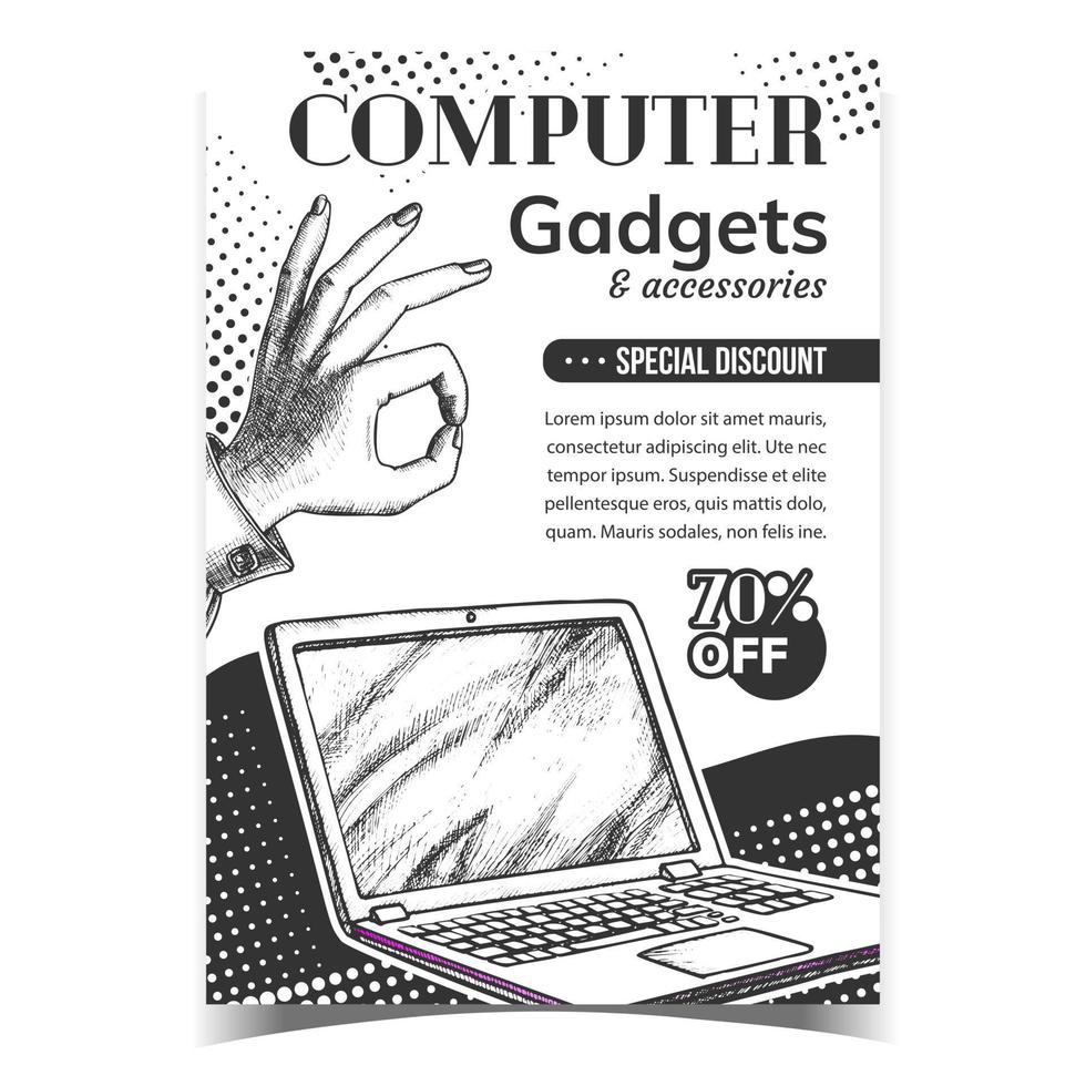 Computer Gadgets Creative Advertise Banner Vector