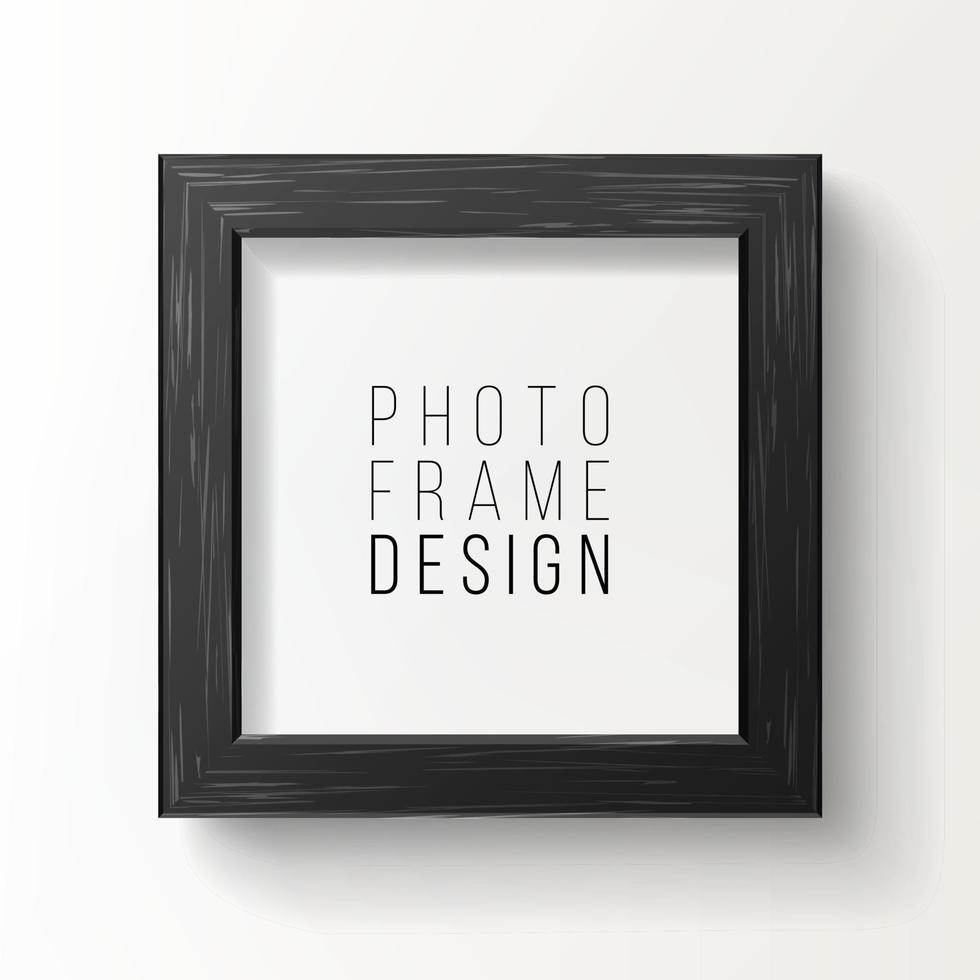 Realistic Photo Frame Vector. On White Wall From The Front With Soft Shadow. Good For Your presentations. vector