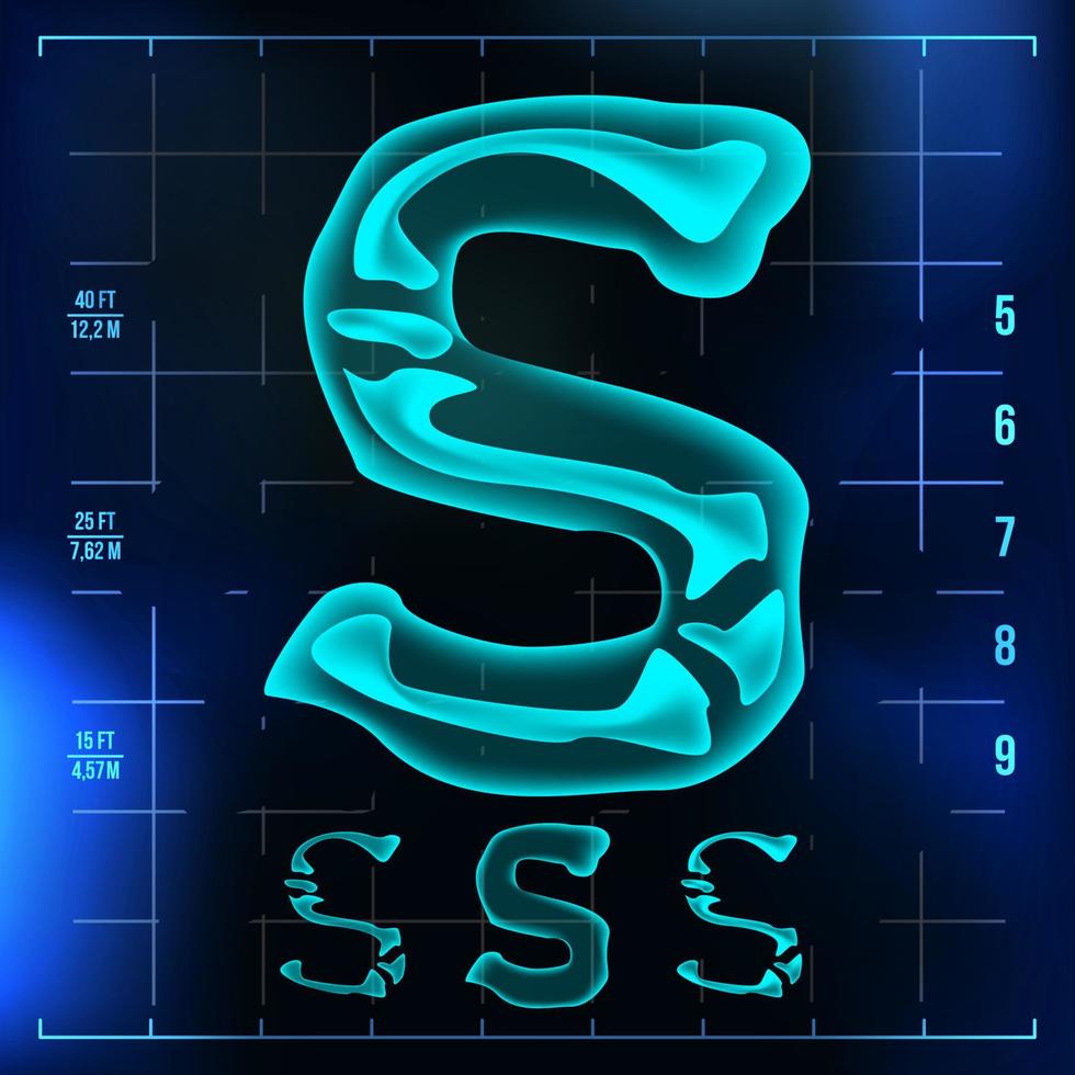 S Letter Vector. Capital Digit. Roentgen X-ray Font Light Sign. Medical Radiology Neon Scan Effect. Alphabet. 3D Blue Light Digit With Bone. Medical, Pirate, Futuristic, Horror Style. Illustration vector