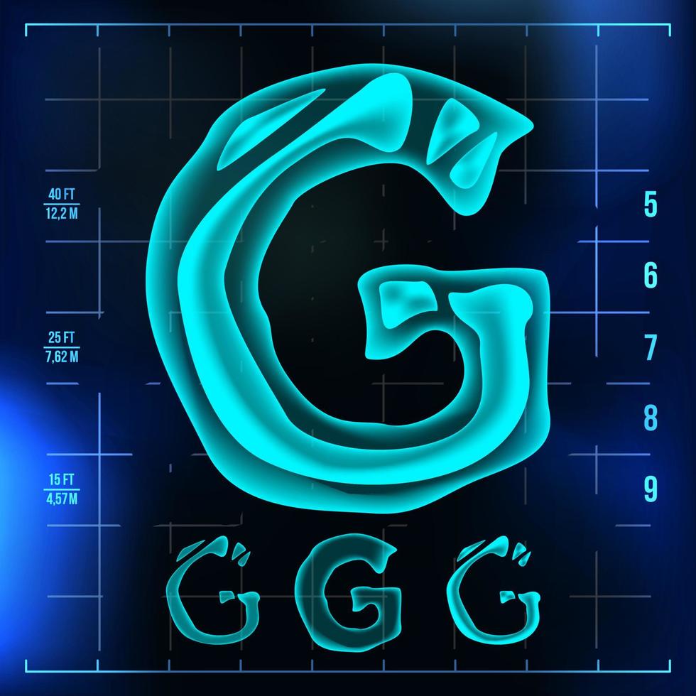 G Letter Vector. Capital Digit. Roentgen X-ray Font Light Sign. Medical Radiology Neon Scan Effect. Alphabet. 3D Blue Light Digit With Bone. Medical, Pirate, Futuristic, Horror Style. Illustration vector