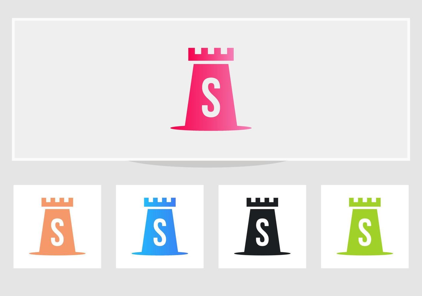 logotipo del castillo de la letra s. diseño del logotipo del rey del castillo vector