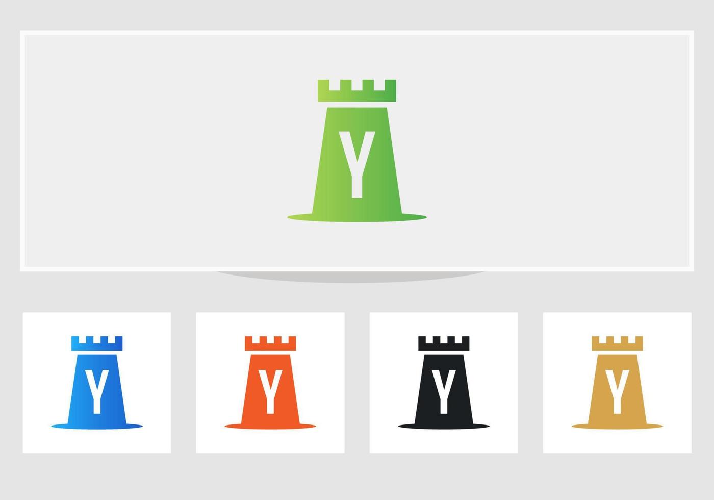 logotipo de la letra y del castillo. diseño del logotipo del rey del castillo vector