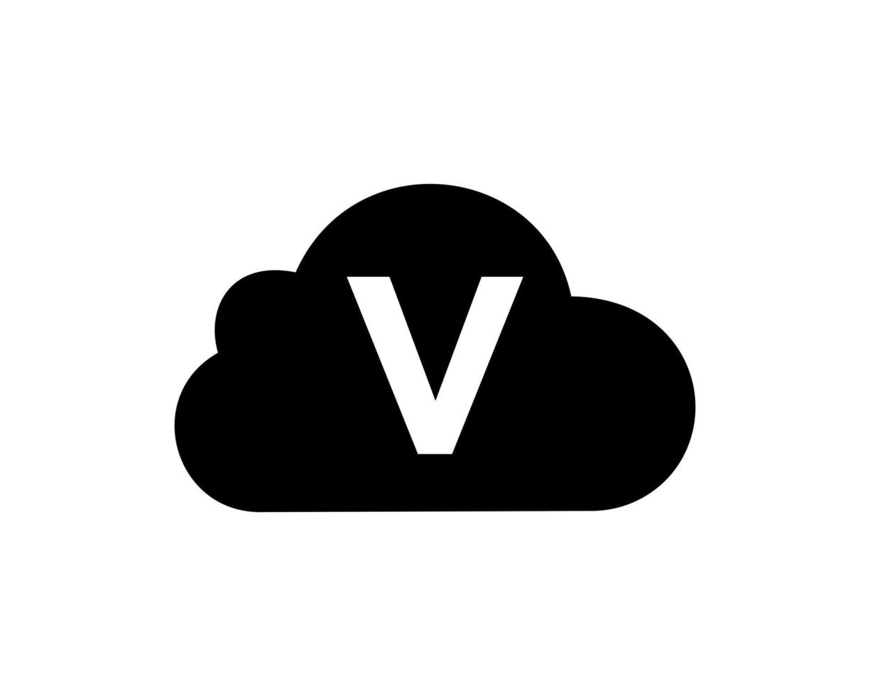 plantilla de vector de diseño de logotipo de nube de letra v