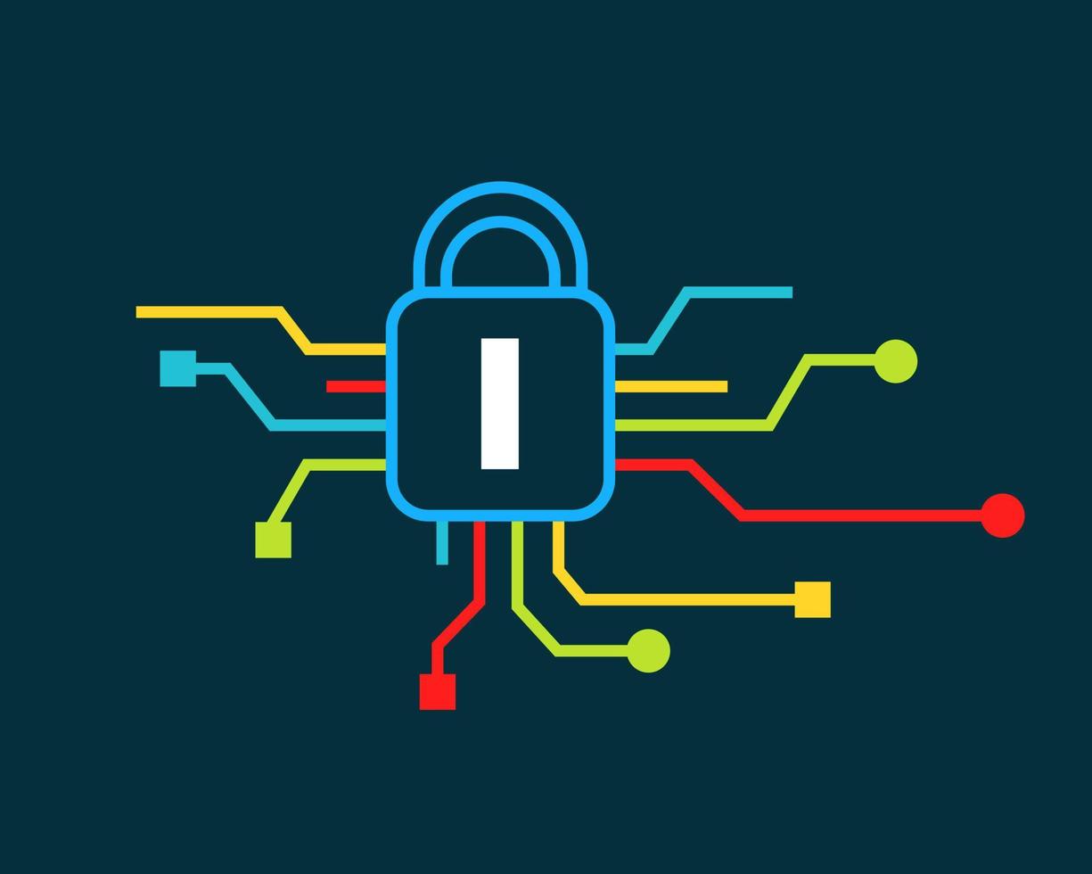 Letter I Cyber Security Logo. Cyber Protection, Technology, Biotechnology and High Tech vector