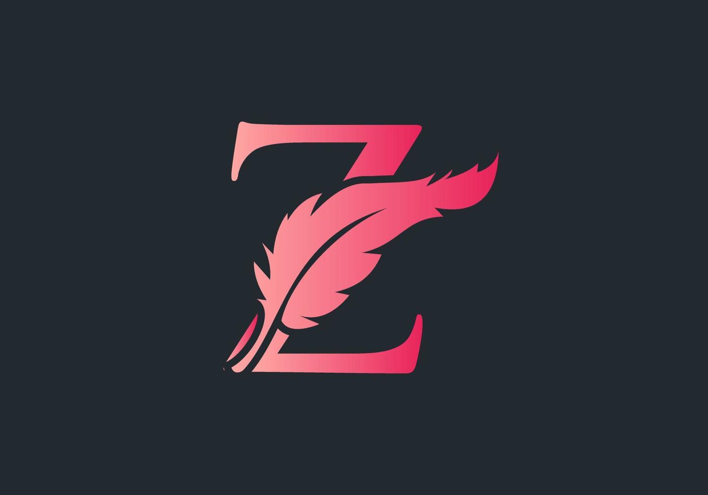 Letter Z Feather Logo Design vector