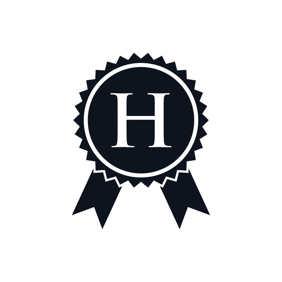 Winner Award Certified Medal Badge On H Logo Template. Best Seller Badge Sign vector