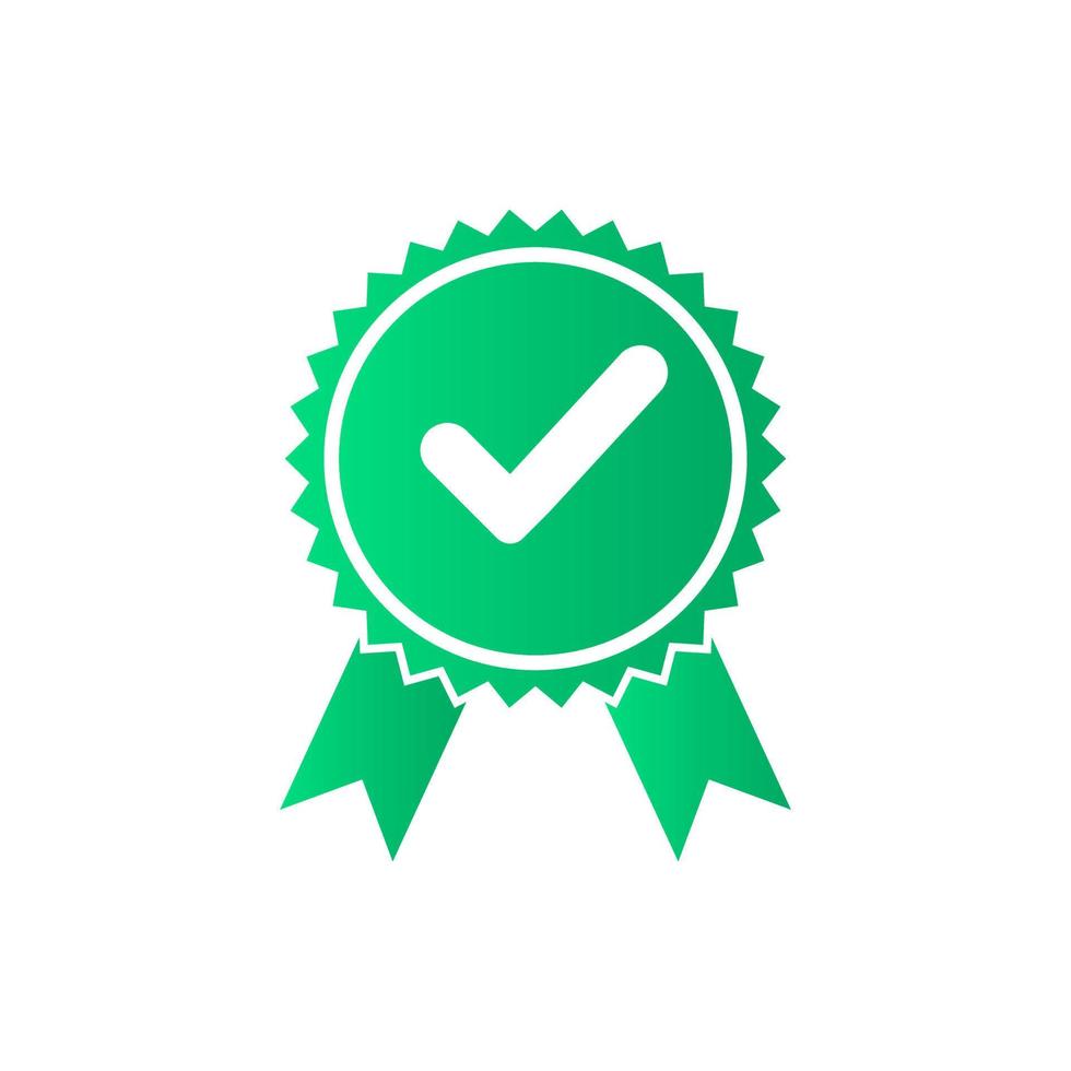 marca de verificación. diseño de logotipo de placa de certificación o aprobado. diseño plano de plantilla de marca de verificación de icono de medalla certificada. signo de insignia de marca de verificación vector