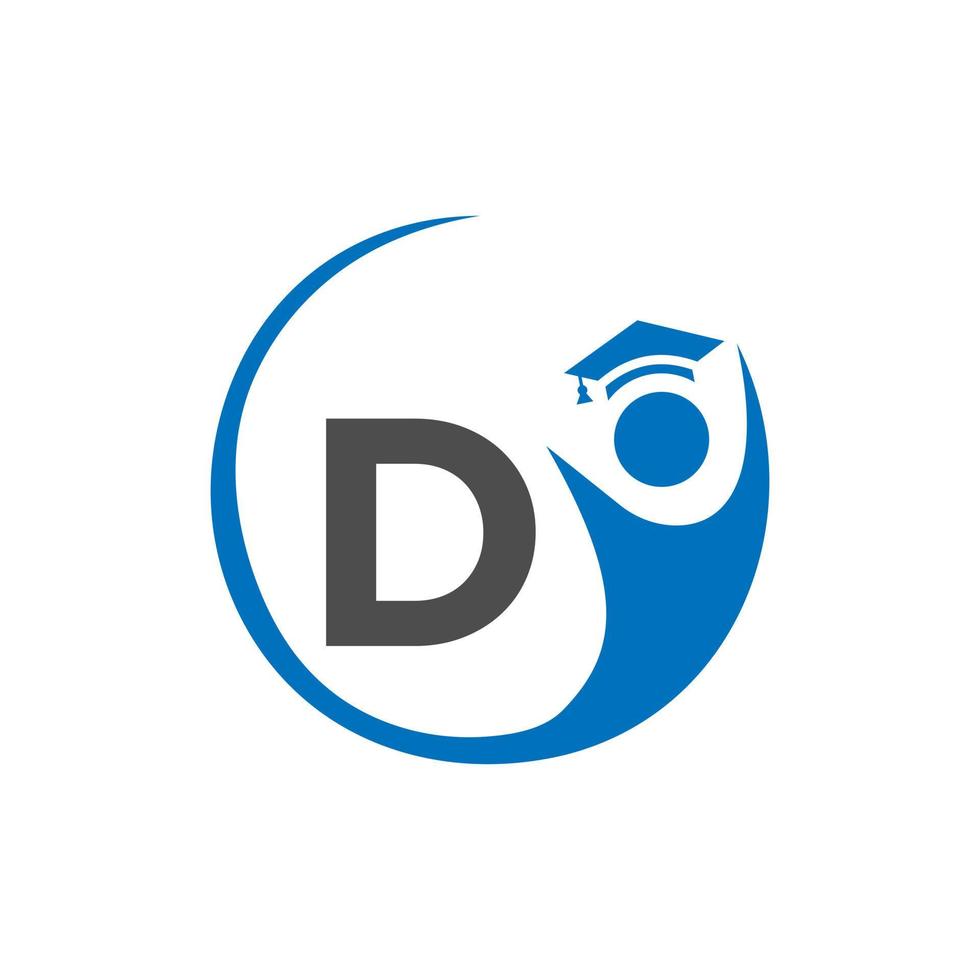 plantilla de logotipo de educación letra d. logotipo de educación concepto de sombrero de educación inicial vector