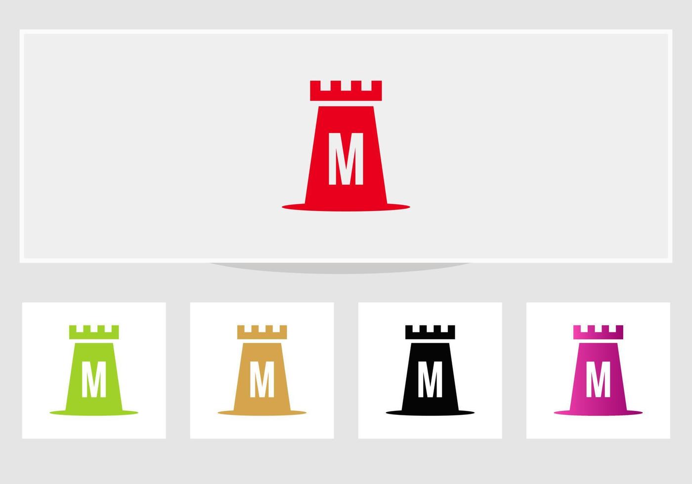 logotipo del castillo de la letra m. diseño del logotipo del rey del castillo vector