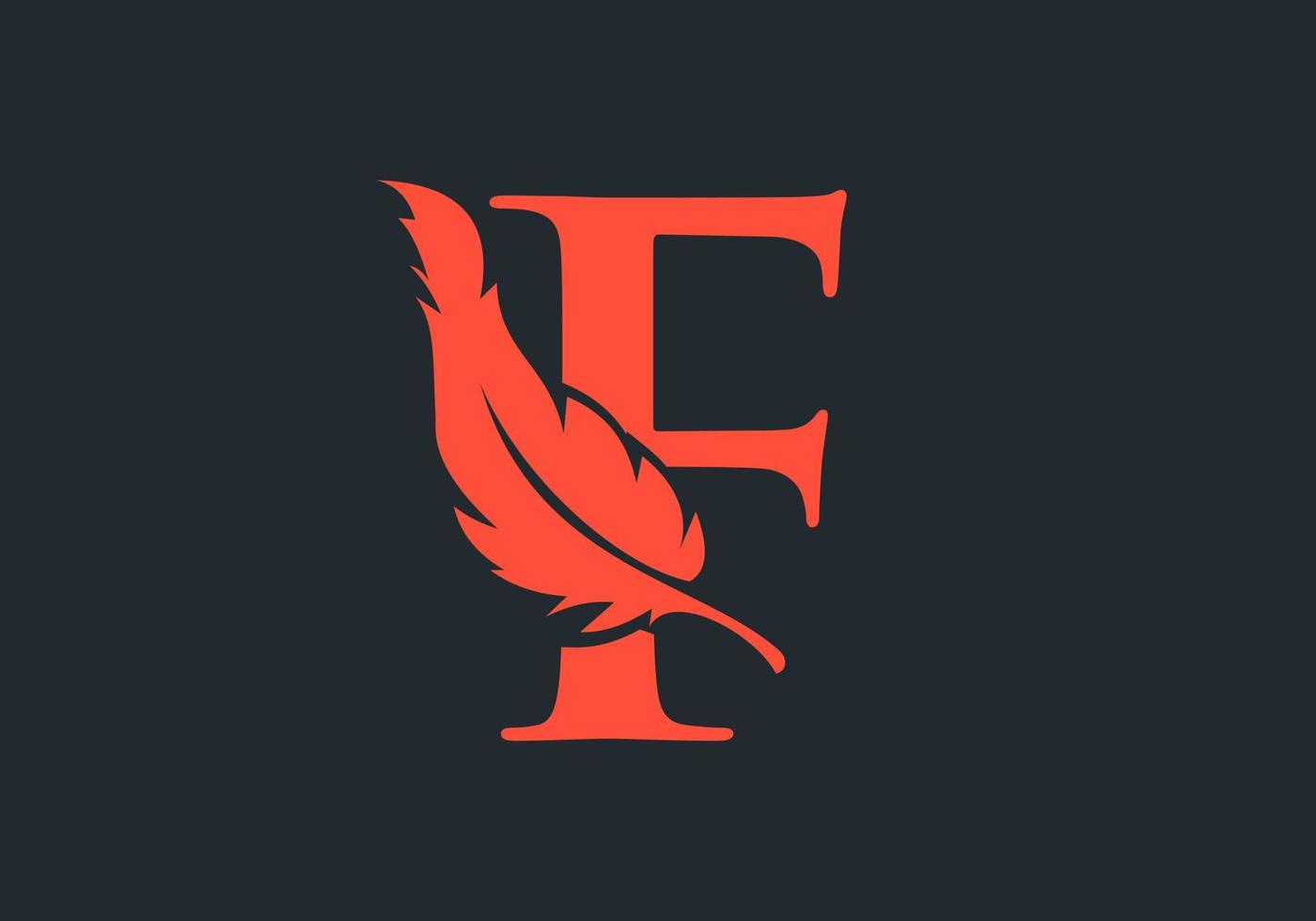 Letter F Feather Logo Design vector