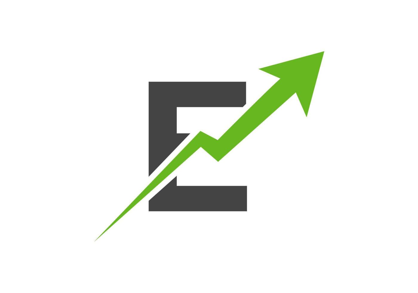 letra e logotipo financiero logotipo de empresa con plantilla de flecha de crecimiento vector