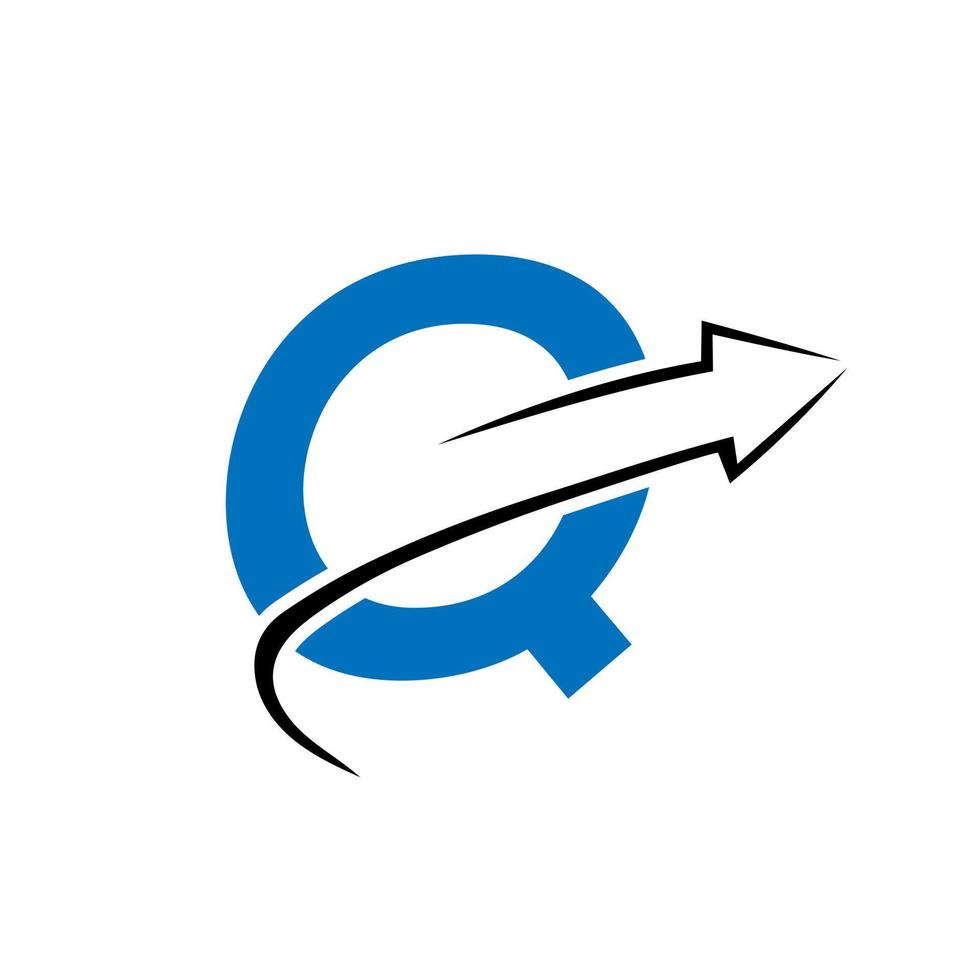 Letter Q Financial Logo Business Logotype With Growth Arrow Template vector