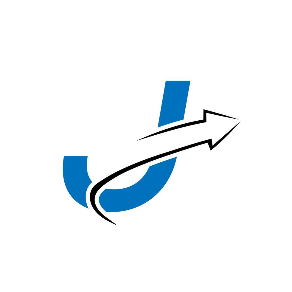 letra j logotipo financiero logotipo de empresa con plantilla de flecha de crecimiento vector