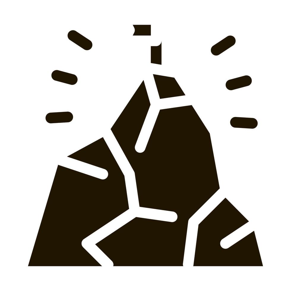 Flag On Mountain Icon Vector Glyph Illustration