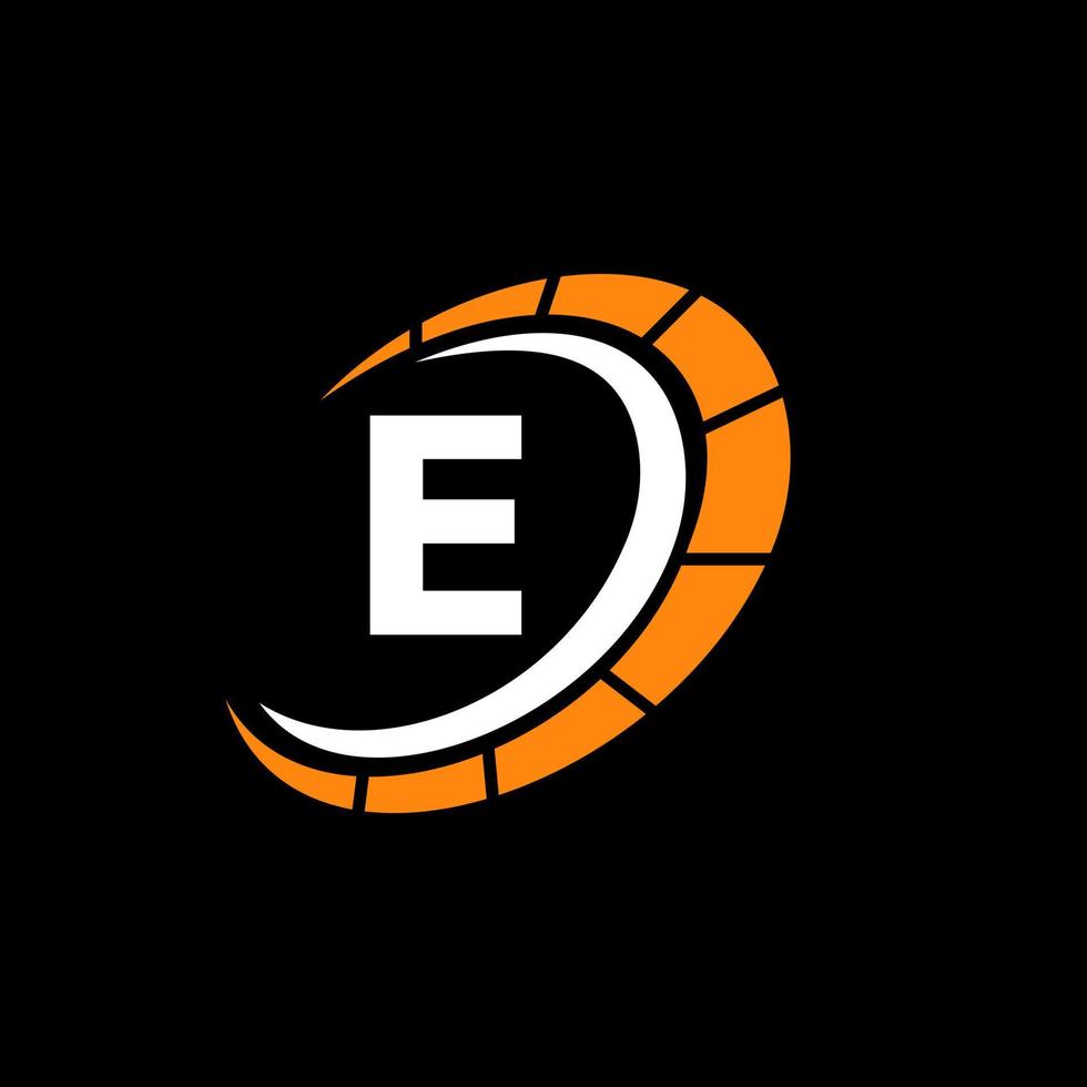 Sport Car Logo On Letter E Speed Concept. Car Automotive Template For Cars Service, Cars Repair With Speedometer Symbol vector