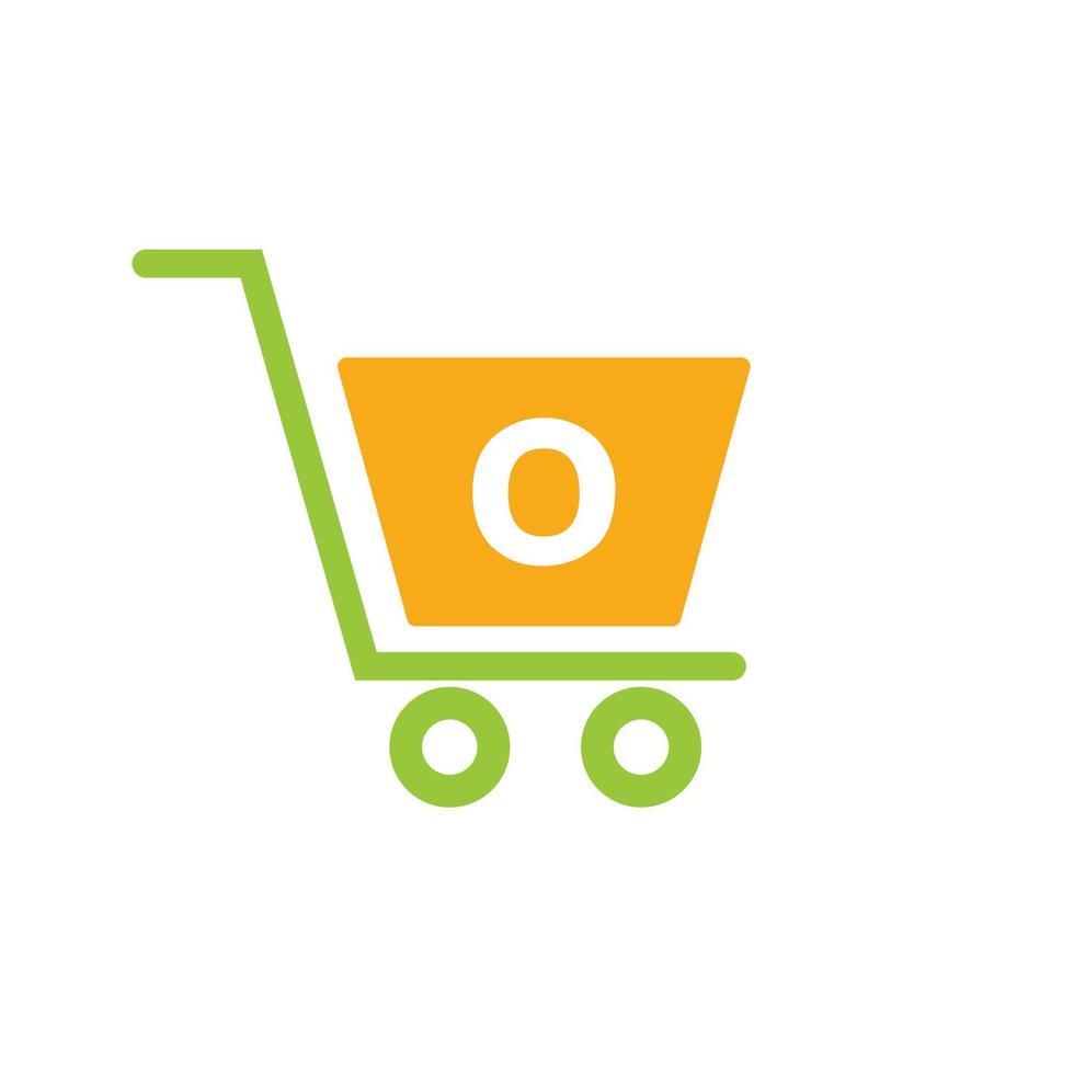 Letter O Trolley Shopping Cart. Initial Online And Shopping Logo Concept Template vector