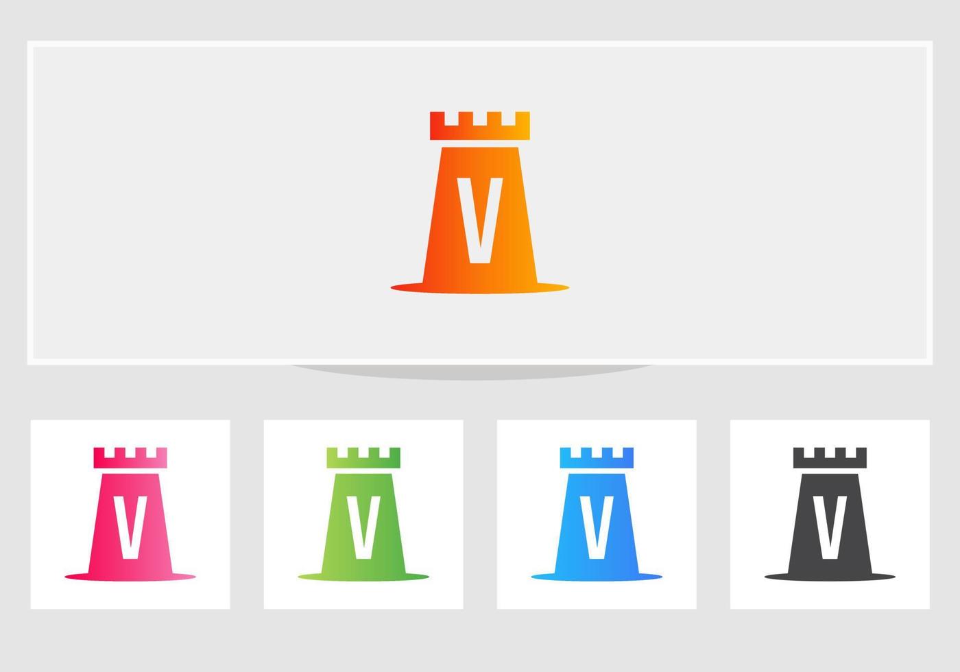 Letter V Castle Logo. Castle King Logo Design vector