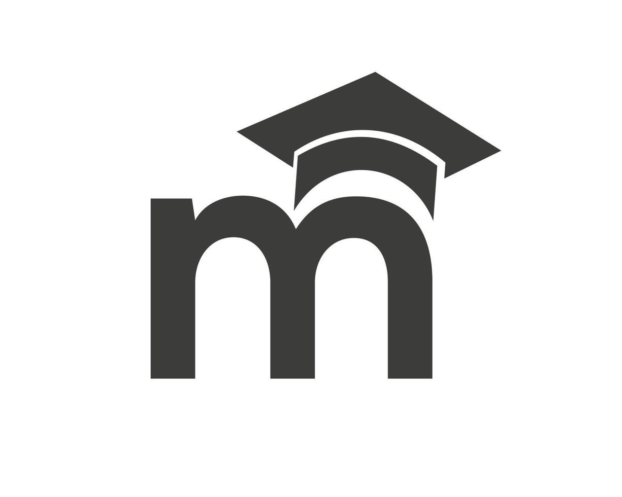 logotipo de educación con concepto de sombrero de letra m vector