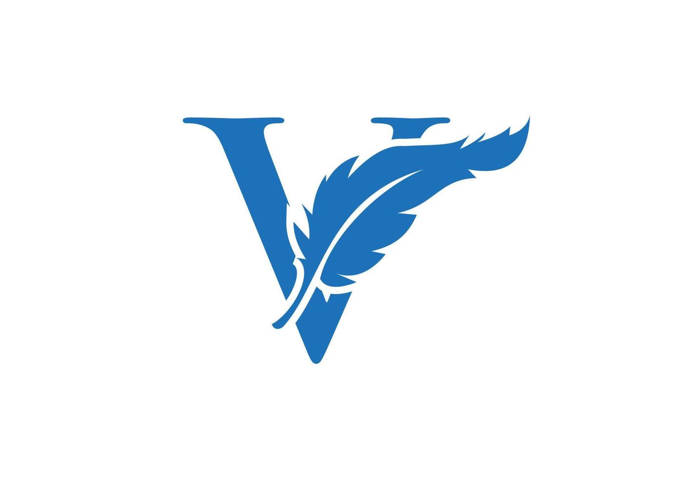 diseño de logotipo de pluma de letra v vector