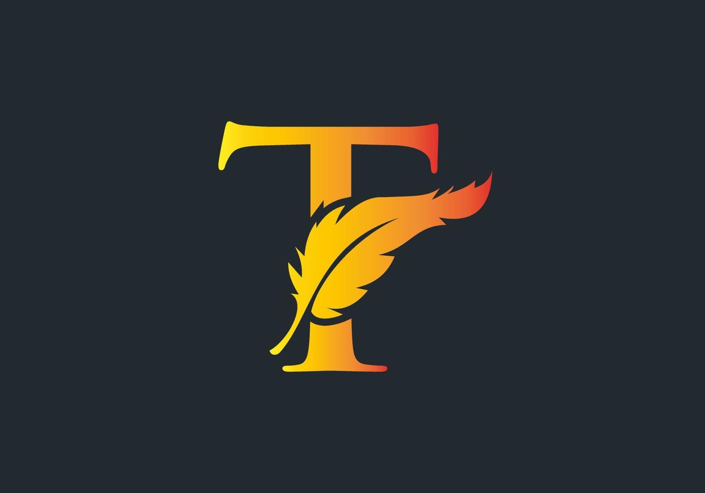 Letter T Feather Logo Design vector