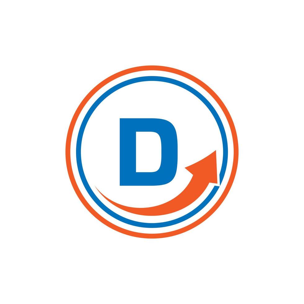 Letter D Financial Logo Business Logotype With Growth Arrow Template vector