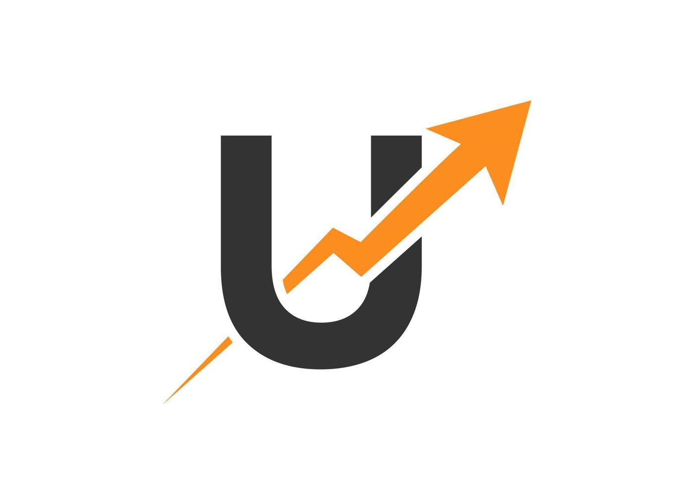 Letter U Financial Logo Business Logotype With Growth Arrow Template vector