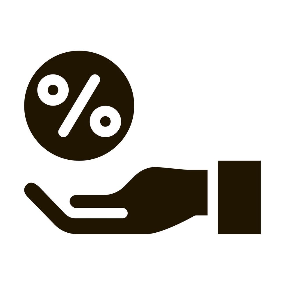 Hand Percentage Icon Vector Glyph Illustration