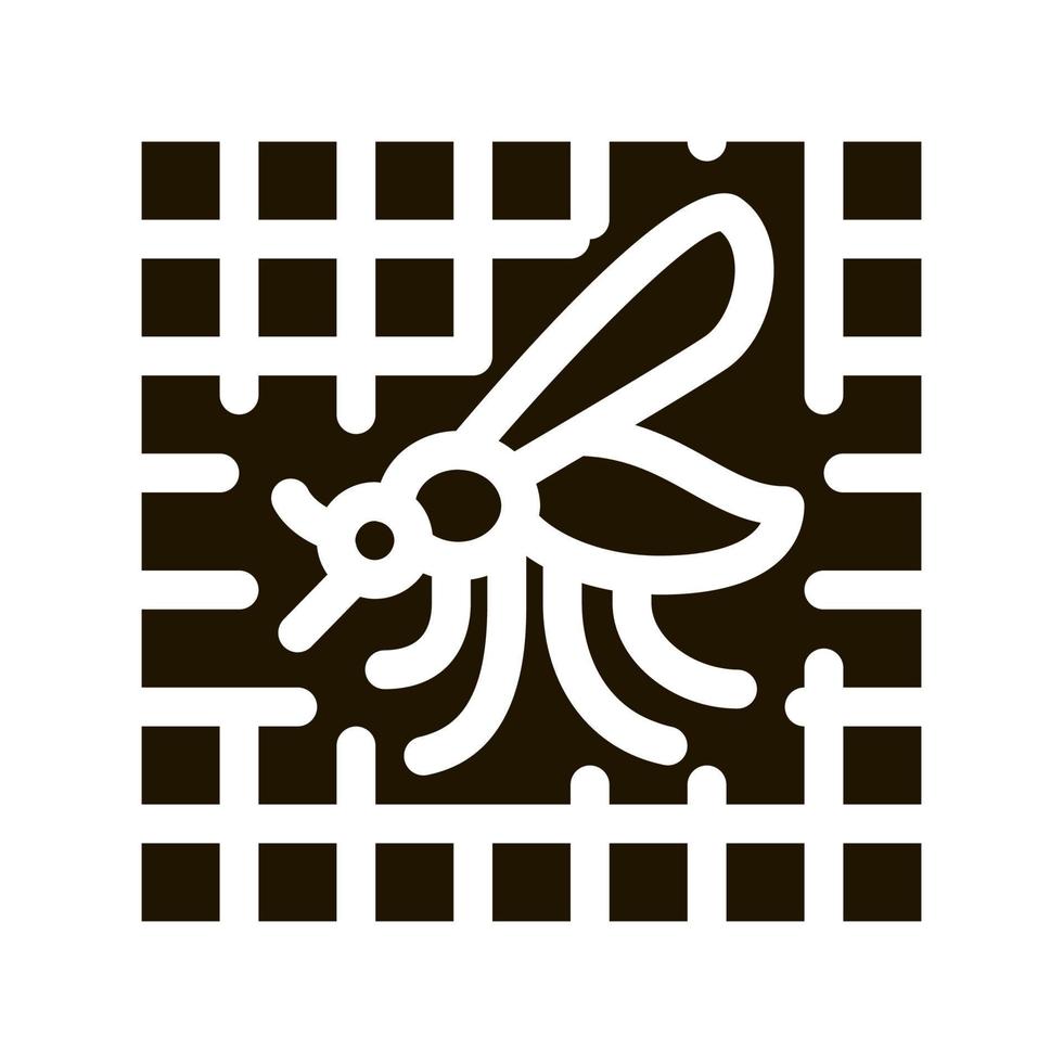 Mosquito On Grid Icon Vector Glyph Illustration