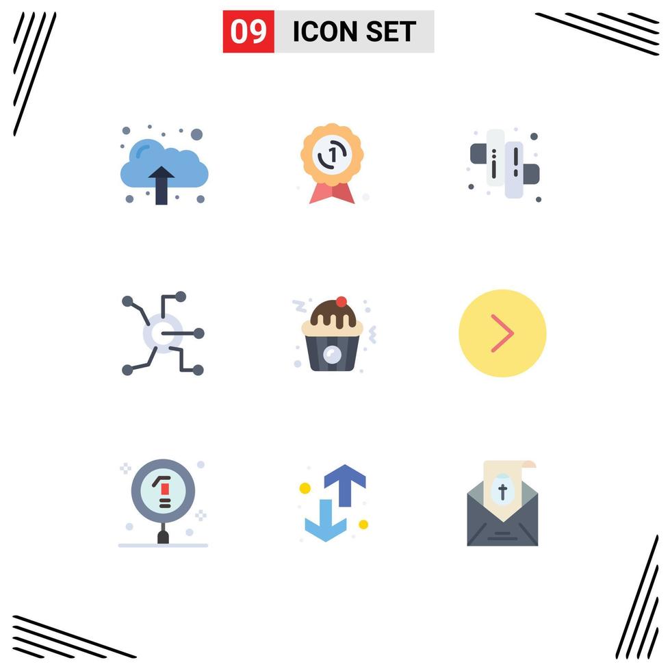 Group of 9 Modern Flat Colors Set for fast cupcake candy connect worldwide Editable Vector Design Elements