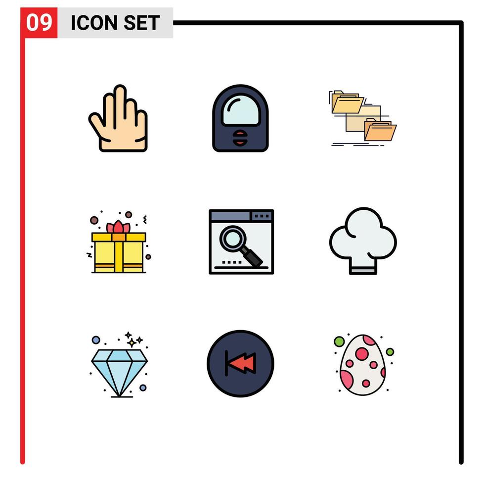 9 User Interface Filledline Flat Color Pack of modern Signs and Symbols ...